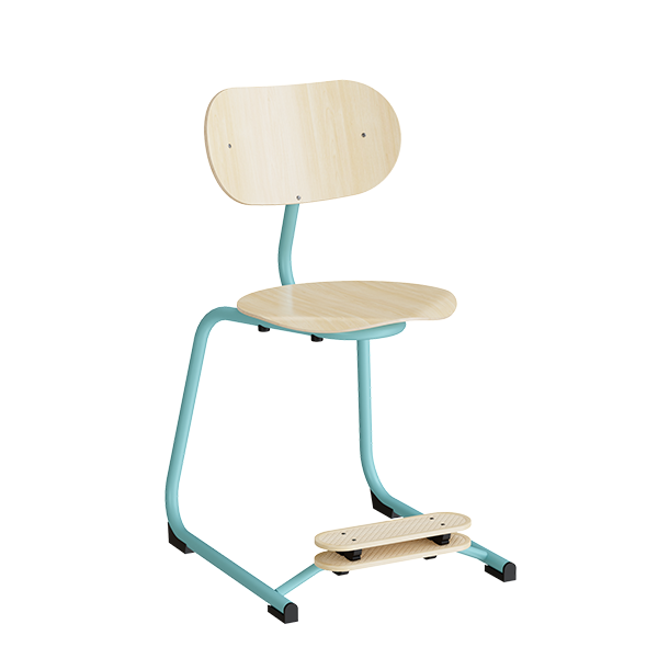 Smile mellem elevstol i birk laminat med turkis stel