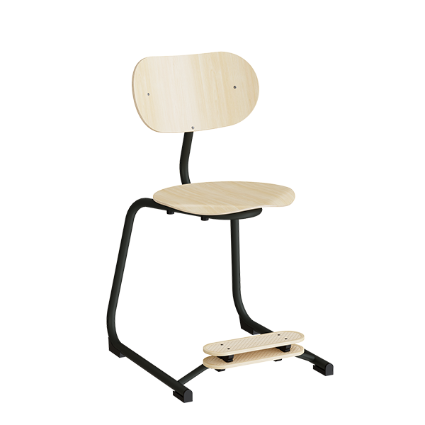 Smile mellem elevstol i birk laminat med sortoliven stel