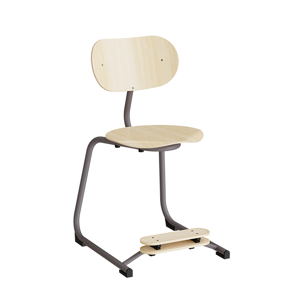 Smile mellem elevstol i birk laminat med gr&aring;t stel