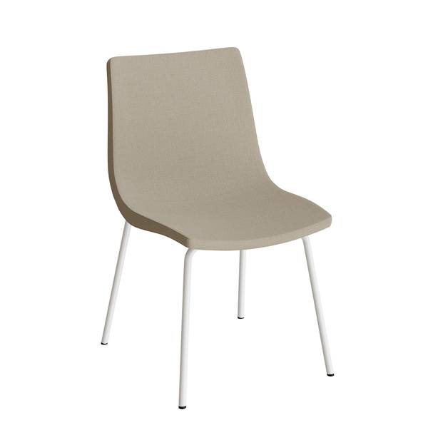 Konferencestol i beige tekstil med hvidt stel 