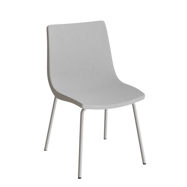 Konferencestol i lys grå tekstil med alugråt stel