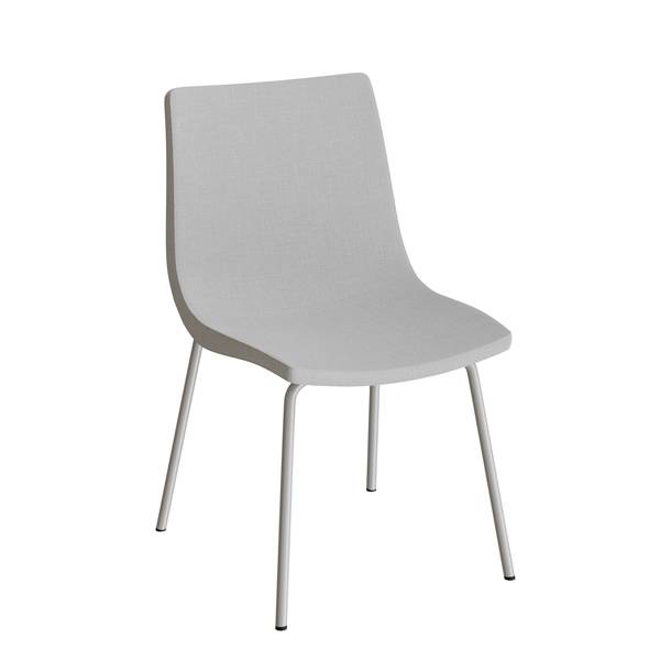 Konferencestol i lys gr&aring; tekstil med alugr&aring;t stel 