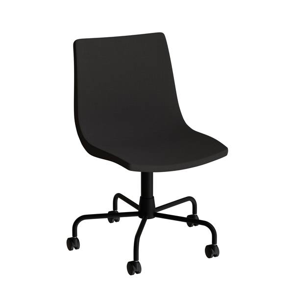 Konferencestol i sort tekstil med sort drejeligt stel og hjul