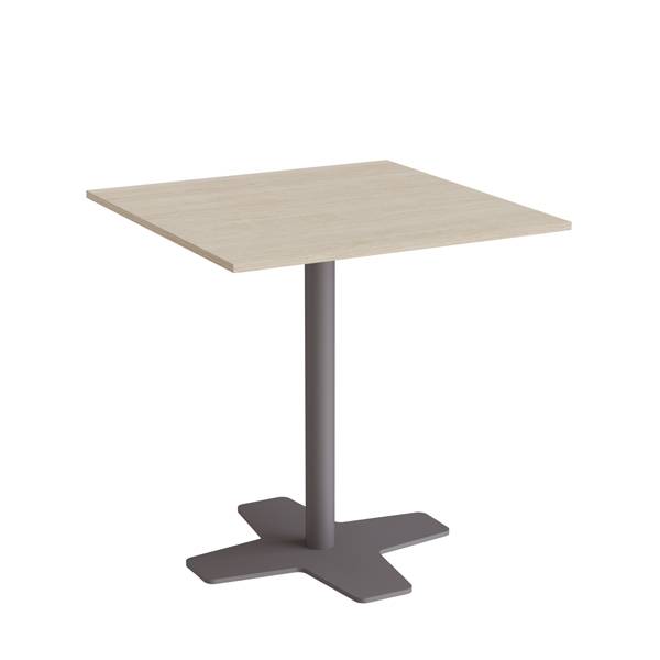 Office cafébord 60x60cm i birk laminat med alugråt stel, højde 72 cm