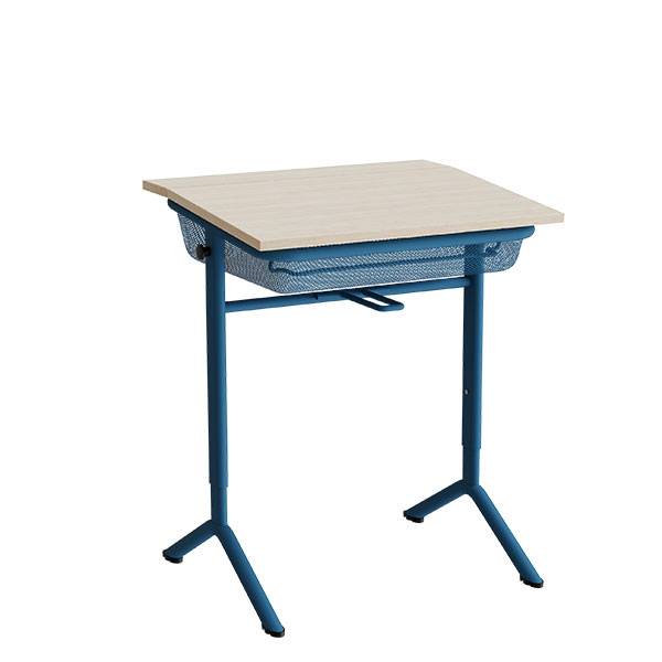 Atlas elevbord 65x55cm i lydd&aelig;mpende hvidpigmenteret eg med bl&aring;t stel, h&oslash;jde 70-90cm