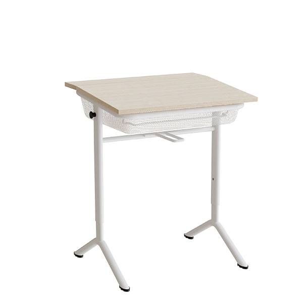 Atlas elevbord 65x55cm i lydd&aelig;mpende hvidpigmenteret eg med hvidt stel, h&oslash;jde 70-90cm