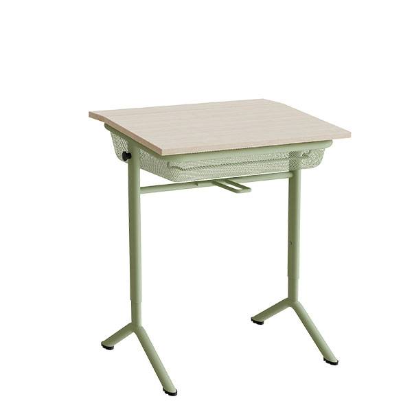 Atlas elevbord 65x55cm i lydd&aelig;mpende hvidpigmenteret eg med gr&oslash;nt stel, h&oslash;jde 70-90cm