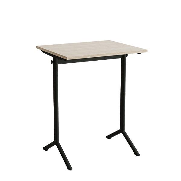 Atlas bord 70x60cm i hvidpigmenteret eg med sort stel, h&oslash;jde 90cm