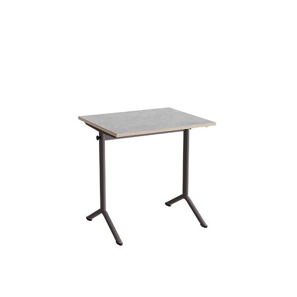 Atlas bord 70x60cm i lydd&aelig;mpende lys gr&aring; linoleum med gr&aring;t stel, h&oslash;jde 72cm