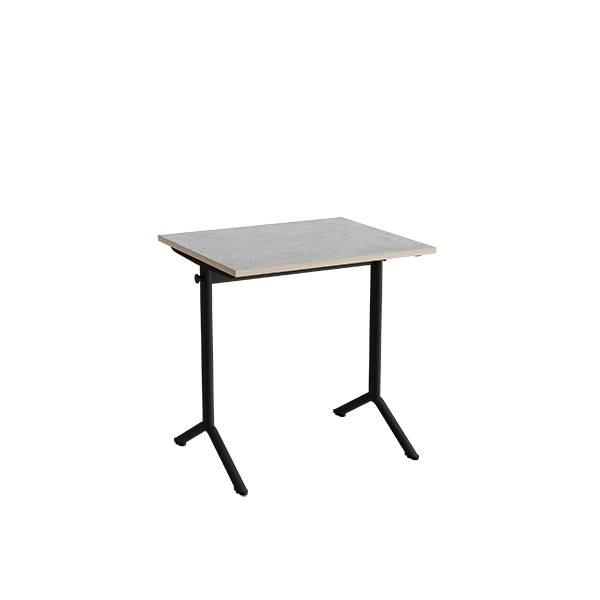 Atlas bord 70x60cm i lydd&aelig;mpende lys gr&aring; linoleum med sort stel, h&oslash;jde 72cm