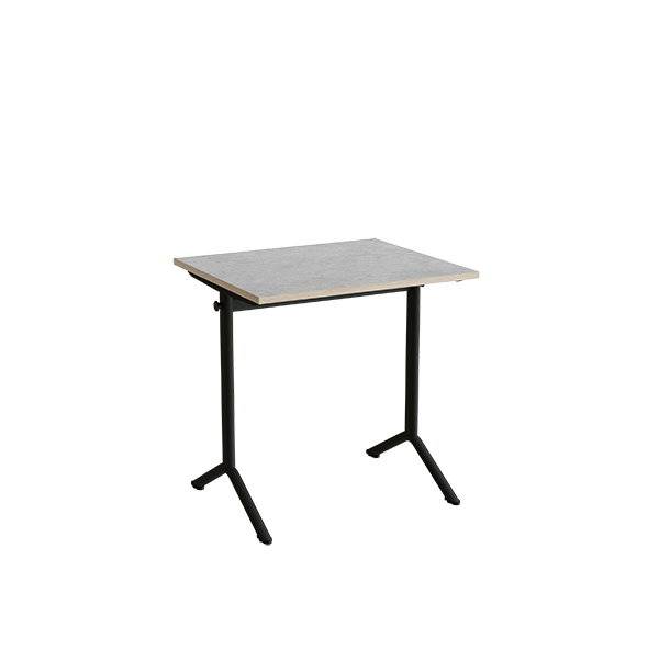 Atlas bord 70x60cm i lydd&aelig;mpende lys gr&aring; linoleum med sort stel, h&oslash;jde 72cm