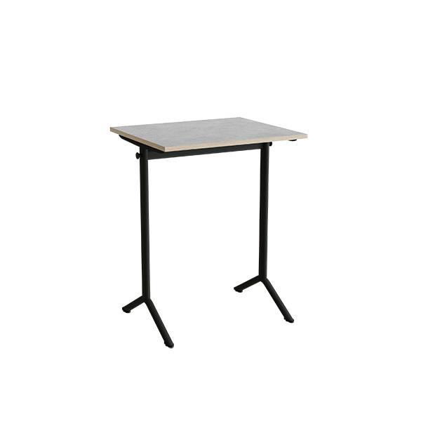 Atlas bord 70x60cm i lydd&aelig;mpende lys gr&aring; linoleum med sort stel, h&oslash;jde 90cm