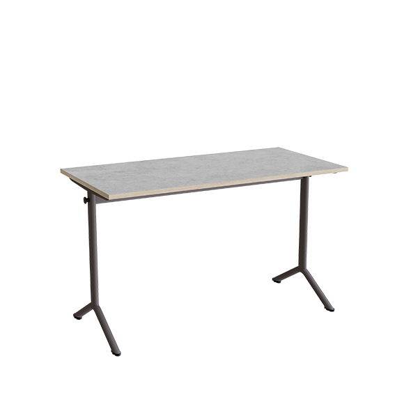 Atlas bord 120x60cm i lydd&aelig;mpende lys gr&aring; linoleum med gr&aring;t stel, h&oslash;jde 72cm