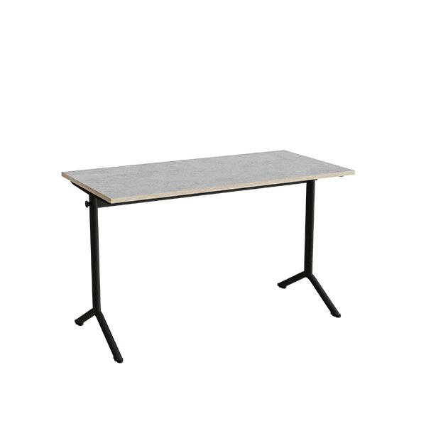 Atlas bord 120x60cm i lydd&aelig;mpende lys gr&aring; linoleum med sort stel, h&oslash;jde 72cm