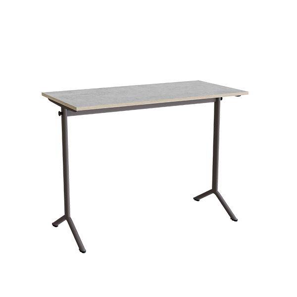 Atlas bord 120x60cm i lydd&aelig;mpende lys gr&aring; linoleum med gr&aring;t stel, h&oslash;jde 90cm