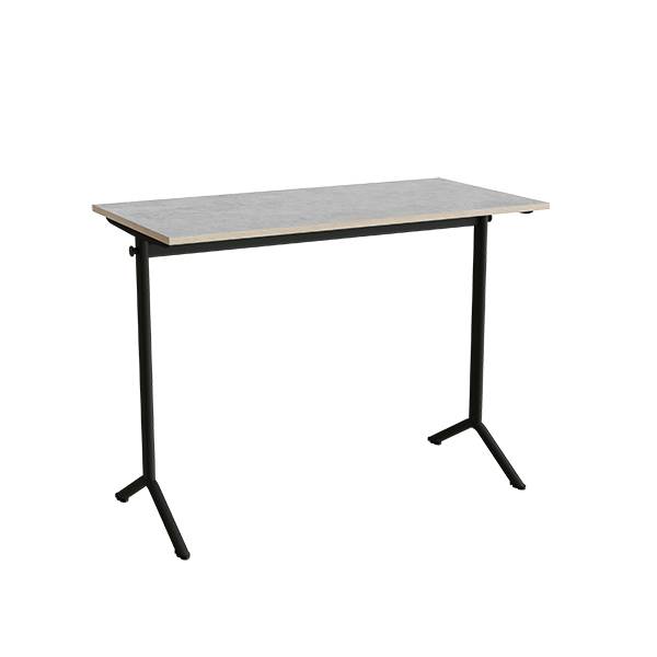 Atlas bord 120x60cm i lydd&aelig;mpende lys gr&aring; linoleum med sort stel, h&oslash;jde 90cm