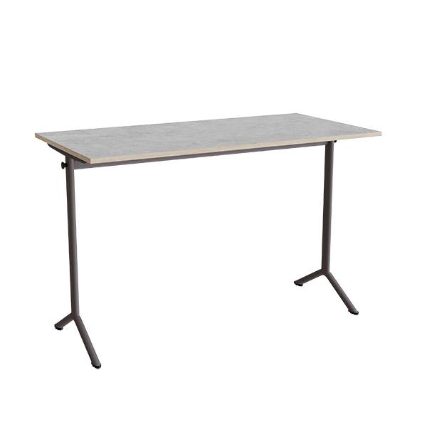 Atlas bord 140x70cm i lydd&aelig;mpende lys gr&aring; linoleum med gr&aring;t stel, h&oslash;jde 90cm