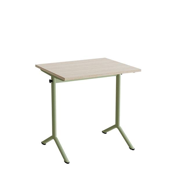 Atlas bord 70x60cm i lydd&aelig;mpende hvidpigmenteret eg med gr&oslash;nt stel, h&oslash;jde 72cm