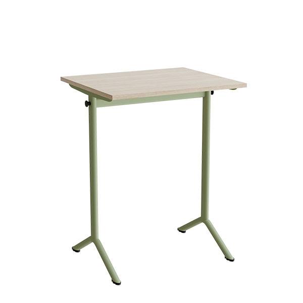 Atlas bord 70x60cm i lydd&aelig;mpende hvidpigmenteret eg med gr&oslash;nt stel, h&oslash;jde 90cm