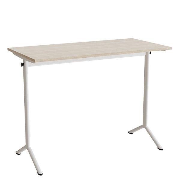 Atlas bord 120x60cm i lydd&aelig;mpende hvidpigmenteret eg med hvidt stel, h&oslash;jde 90cm