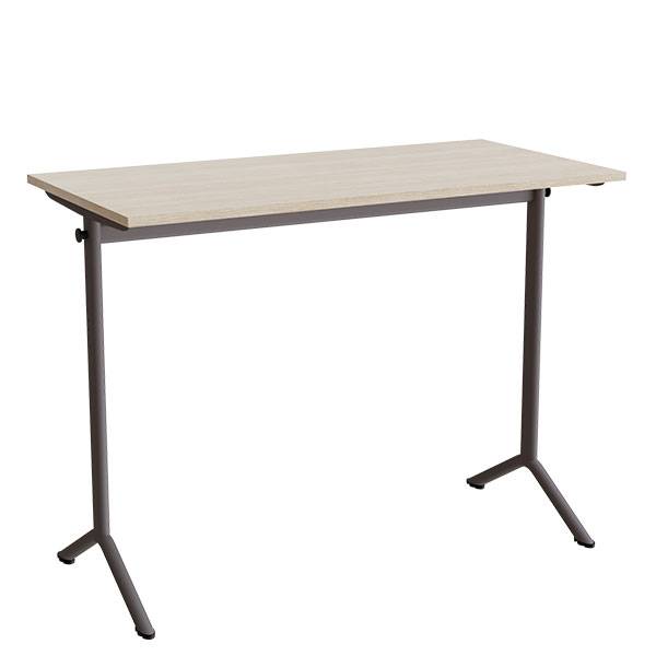 Atlas bord 120x60cm i lydd&aelig;mpende hvidpigmenteret eg med gr&aring;t stel, h&oslash;jde 90cm