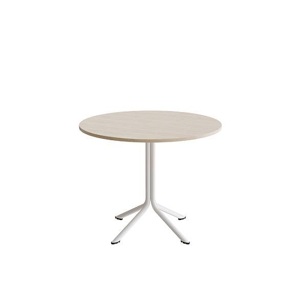 Atlas cafébord Ø90cm i hvidpigmenteret eg med hvidt stel, højde 72cm