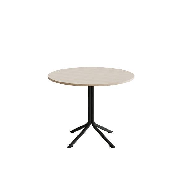 Atlas cafébord Ø90cm i hvidpigmenteret eg med sort stel, højde 72cm