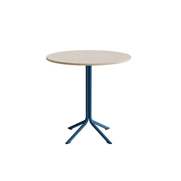 Atlas caf&eacute;bord &Oslash;90cm i hvidpigmenteret eg med bl&aring;t stel, h&oslash;jde 90cm