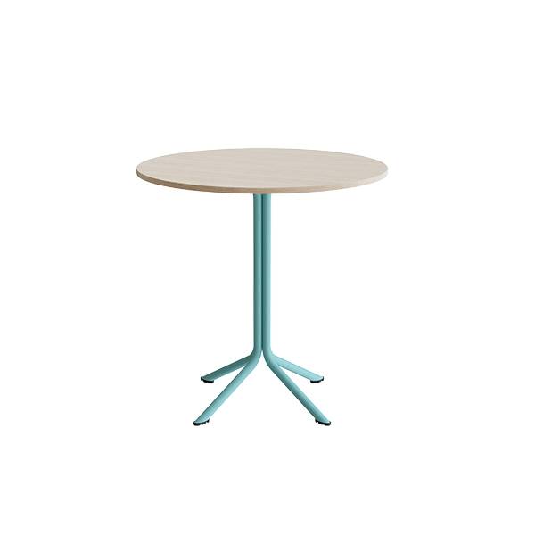 Atlas caf&eacute;bord &Oslash;90cm i hvidpigmenteret eg med turkis stel, h&oslash;jde 90cm