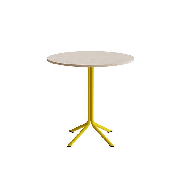 Atlas caf&eacute;bord &Oslash;90cm i hvidpigmenteret eg med gult stel, h&oslash;jde 90cm
