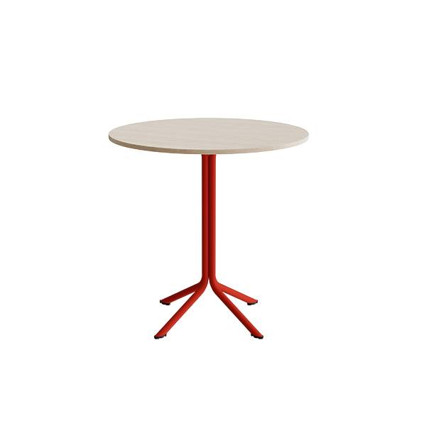 Atlas caf&eacute;bord &Oslash;90cm i hvidpigmenteret eg med r&oslash;dt stel, h&oslash;jde 90cm