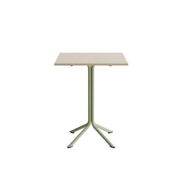 Atlas caf&eacute;bord 70x70cm i hvidpigmenteret eg med gr&oslash;nt stel, h&oslash;jde 90cm