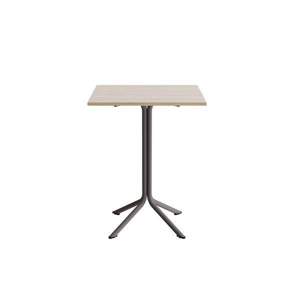 Atlas cafébord 70x70cm i hvidpigmenteret eg med gråt stel, højde 90cm