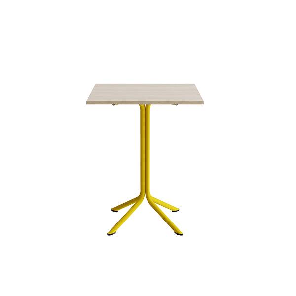 Atlas caf&eacute;bord 70x70cm i hvidpigmenteret eg med gult stel, h&oslash;jde 90cm