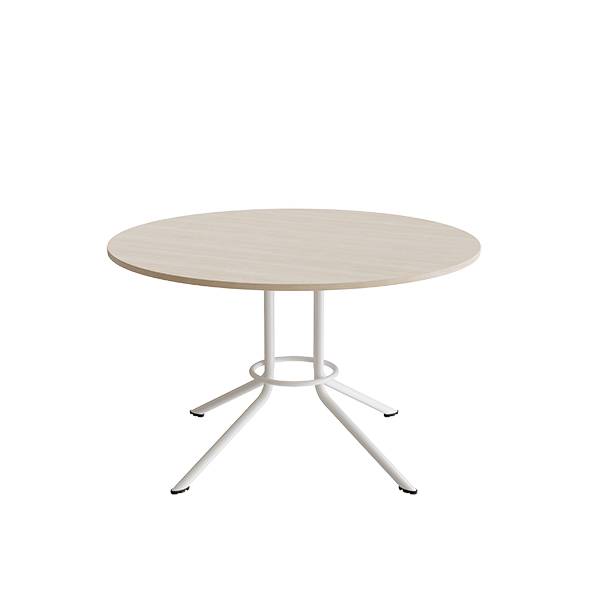 Atlas cafébord Ø120cm i hvidpigmenteret eg med hvidt stel, højde 72cm