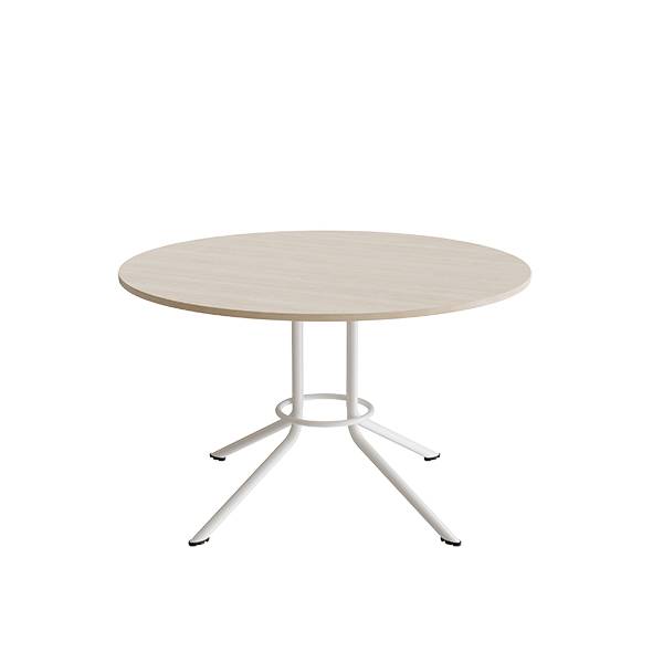 Atlas caf&eacute;bord &Oslash;120cm i hvidpigmenteret eg med hvidt stel, h&oslash;jde 72cm