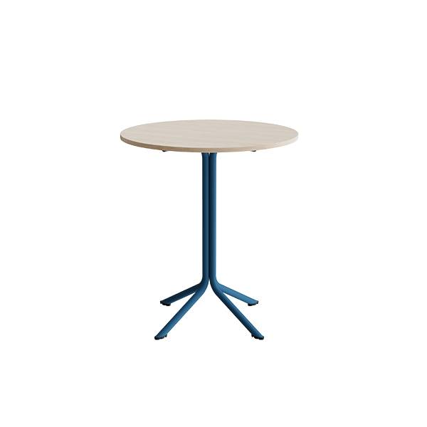 Atlas caf&eacute;bord &Oslash;80cm i hvidpigmenteret eg med bl&aring;t stel, h&oslash;jde 90cm