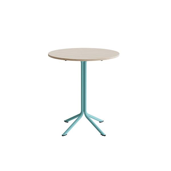 Atlas caf&eacute;bord &Oslash;80cm i hvidpigmenteret eg med turkis stel, h&oslash;jde 90cm