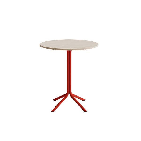 Atlas caf&eacute;bord &Oslash;80cm i hvidpigmenteret eg med r&oslash;dt stel, h&oslash;jde 90cm