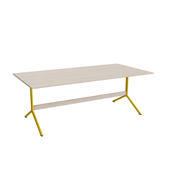 Atlas caf&eacute;bord 200x100cm i eg h&oslash;jtrykslaminat med gult stel, h&oslash;jde 72cm