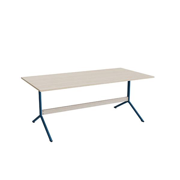 Atlas caf&eacute;bord 180x90cm i eg h&oslash;jtrykslaminat med bl&aring;t stel, h&oslash;jde 72cm