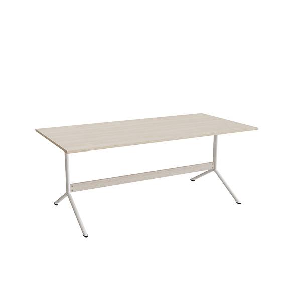 Atlas cafébord 180x90cm i eg højtrykslaminat med hvidt stel, højde 72cm