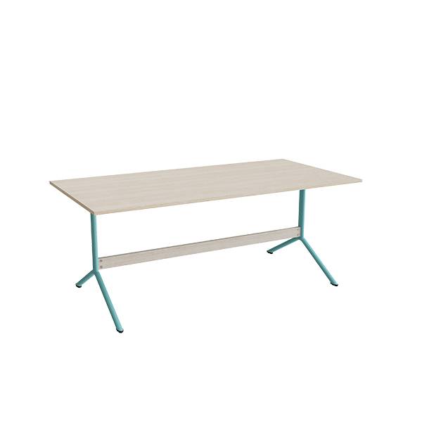 Atlas caf&eacute;bord 180x90cm i eg h&oslash;jtrykslaminat med turkis stel, h&oslash;jde 72cm