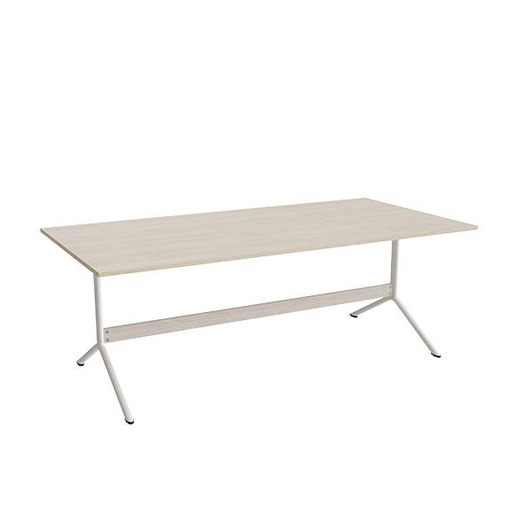 Atlas cafébord 200x100cm i eg højtrykslaminat med hvidt stel, højde 72cm