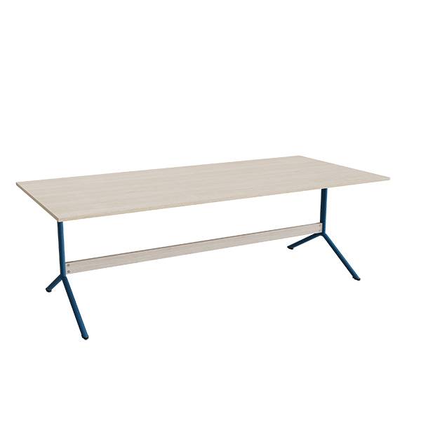 Atlas caf&eacute;bord 220x100cm i eg h&oslash;jtrykslaminat med bl&aring;t stel, h&oslash;jde 72cm