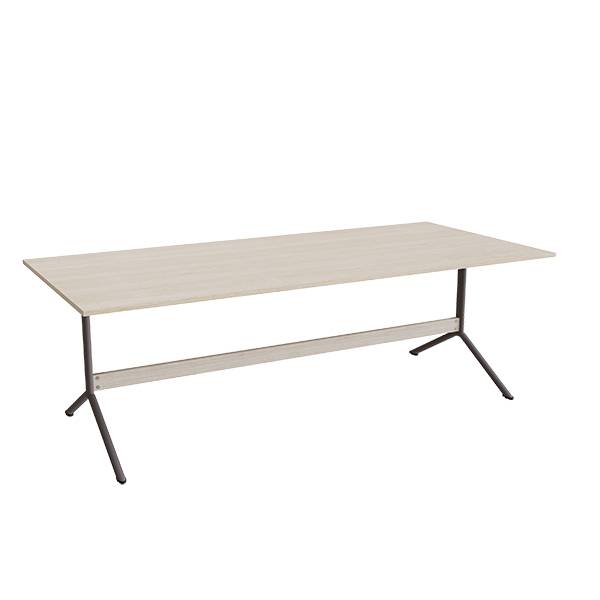 Atlas cafébord 220x100cm i eg højtrykslaminat med gråt stel, højde 72cm