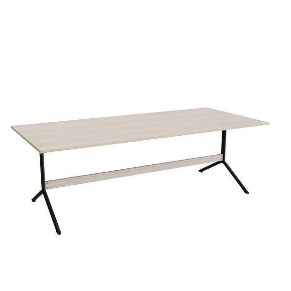 Atlas caf&eacute;bord 220x100cm i eg h&oslash;jtrykslaminat med sort stel, h&oslash;jde 72cm