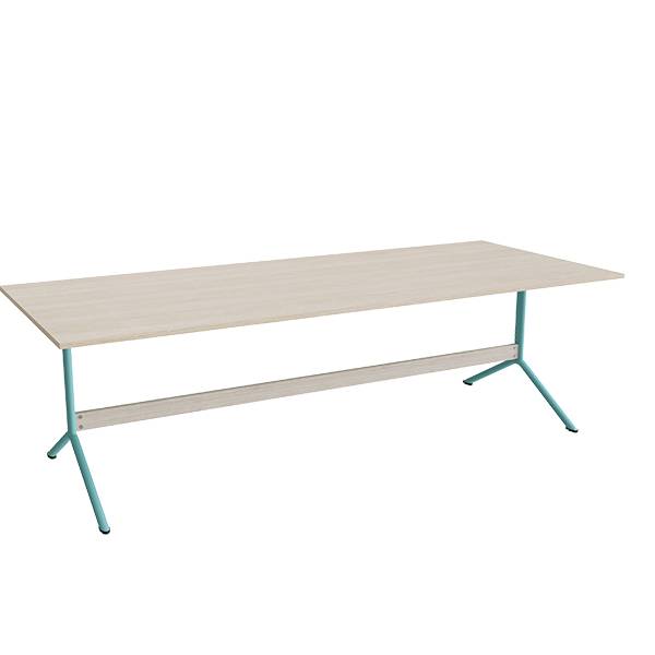 Atlas cafébord 240x100cm i eg højtrykslaminat med turkis stel, højde 72cm