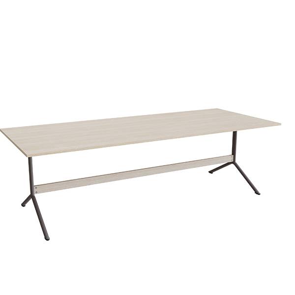 Atlas cafébord 240x100cm i eg højtrykslaminat med gråt stel, højde 72cm