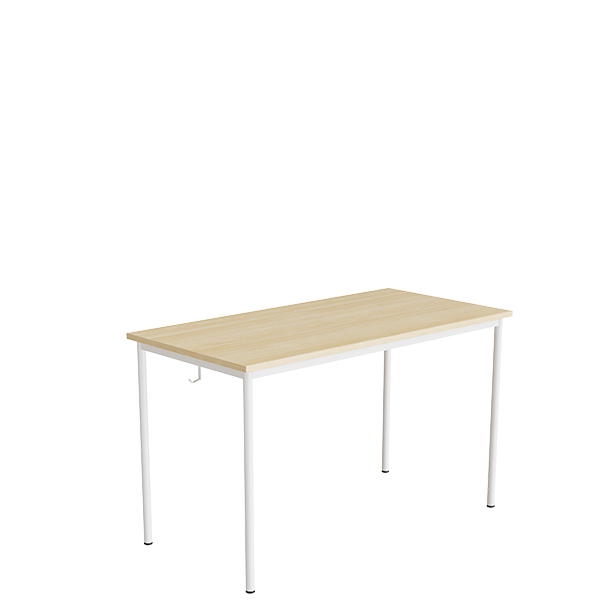 Elevbord 120x60cm i birk højtrykslaminat med hvidt stel, højde 72cm
